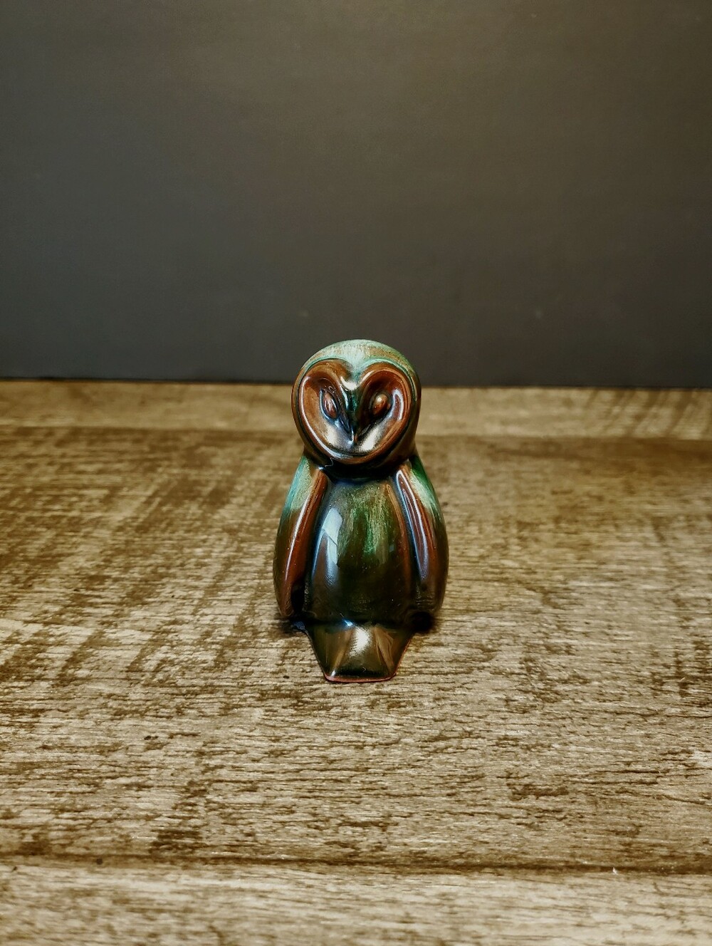 Blue Mountain Pottery Green-Brown Ceramic Owl Sculpture Vintage